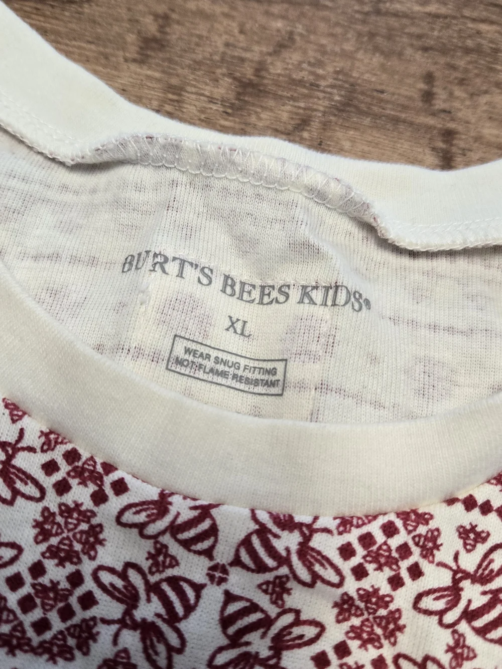 Kids Red Burts Bees Kids Long Sleeve Pajama Set Extra Large